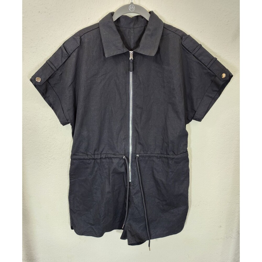 Amazon Essentials Utility Romper Medium Black Cot… - image 1